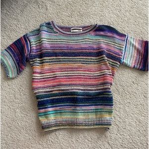 Anthropologie Fun Striped Short Sleeve Sweater
